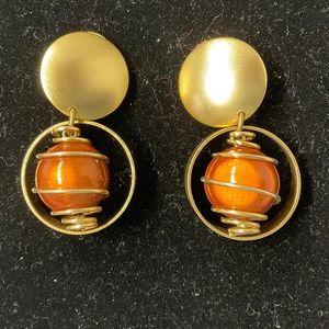 Vintage Dangle Goldtone Clip Earrings